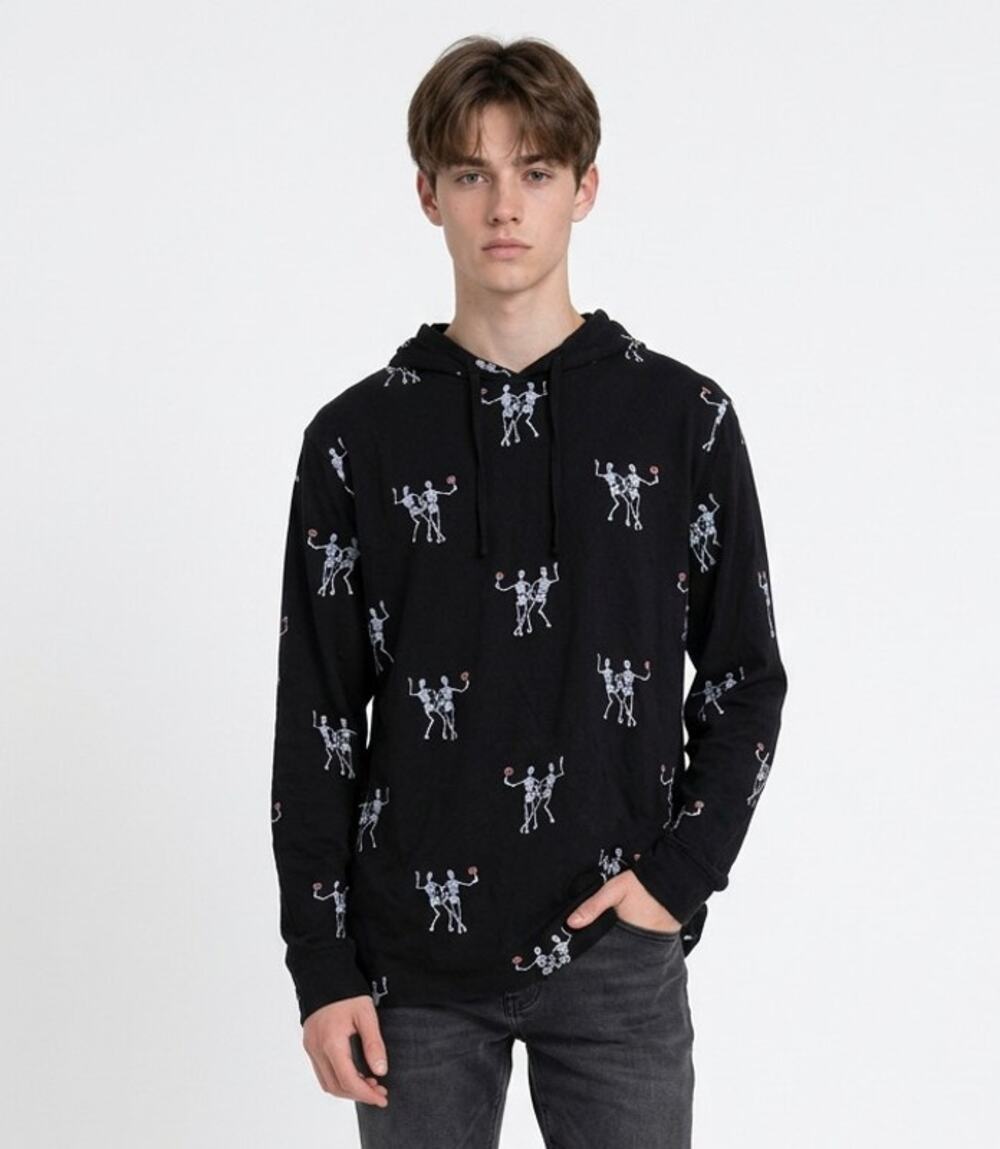 Denim and Flowers Skeleton Couple Halloween Hoodie Black Mens Large NWT